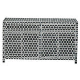 Bone Inlay Wooden Honeycomb 2 Drawer & 4 Door Sideboard Black And White